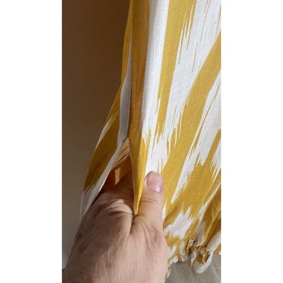 Anthropologie Maeve Cassandra Pintuck Yellow Flutter Sleeve Maxi Dress Medium - Picture 5 of 11